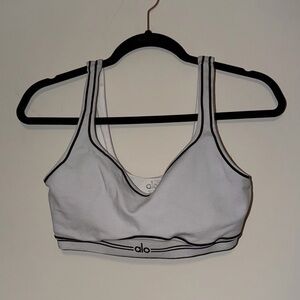 ALO Yoga White and Black Trim Sports Bra